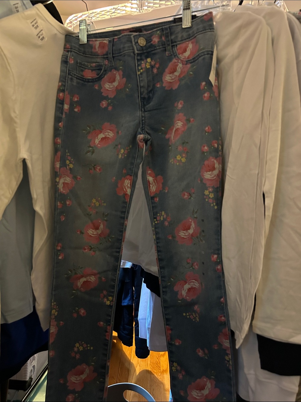 GAP Blue Denim Jeans with Pink Floral Print